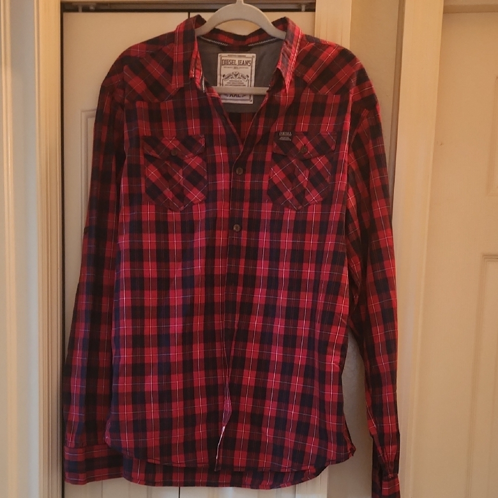 Red and Black Plaid Men's Shirt